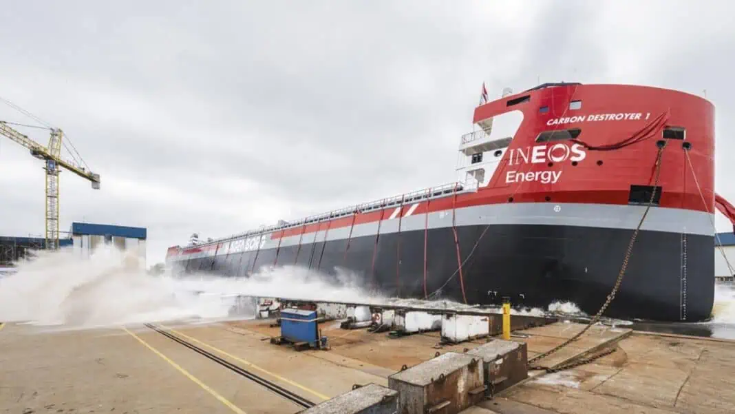Royal Wagenborg and INEOS Energy celebrated the launch of Carbon Destroyer 1, Europe’s first dedicated offshore CO₂ carrier, a pivotal advancement for cross-border carbon capture and storage (CCS) under Project Greensand. The vessel, commissioned to transport liquefied CO₂ to offshore storage sites, a major breakthrough for Project Greensand and Carbon Capture and Storage across the EU.