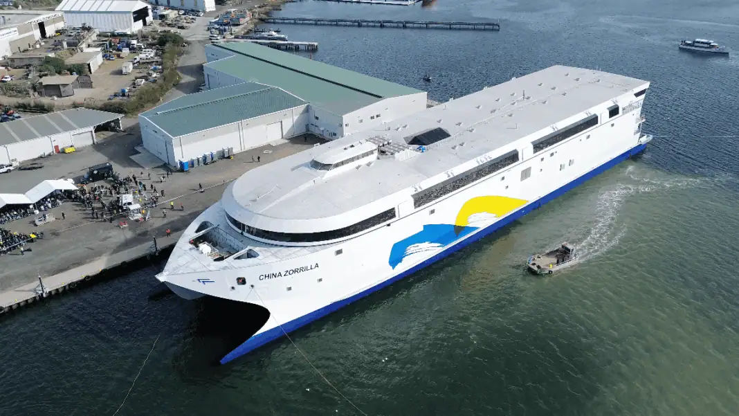 In a historic moment for sustainable shipping, Incat Tasmania today launched Hull 096 – the world's largest battery-electric vessel – during a ceremony attended by industry leaders and government officials. The 130-meter electric ferry, built for Uruguayan operator Buquebús, will operate entirely on battery-electric power, on the Buenos Aires-Montevideo route when it enters service carrying up to 2,100 passengers and 225 vehicles.