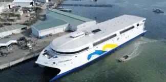 In a historic moment for sustainable shipping, Incat Tasmania today launched Hull 096 – the world's largest battery-electric vessel – during a ceremony attended by industry leaders and government officials. The 130-meter electric ferry, built for Uruguayan operator Buquebús, will operate entirely on battery-electric power, on the Buenos Aires-Montevideo route when it enters service carrying up to 2,100 passengers and 225 vehicles.