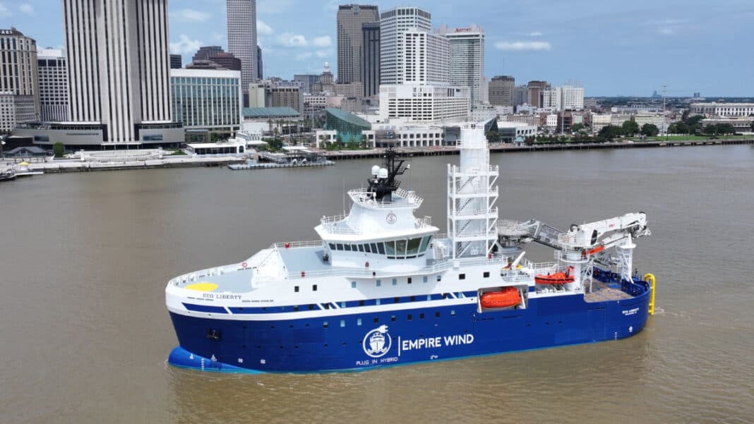 Marking a significant milestone in American offshore wind development and maritime manufacturing, Equinor, the developer of the Empire Wind 1 project and Edison Chouest Offshore officially christened the Service Operations Vessel ECO Liberty during a ceremony on June 28 along the Mississippi River at the Port of New Orleans.