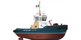 Sanmar has signed a new contract with Ultratug Colombia to build one of its best-selling Boğaçay Series tugboats. Based on the exclusive-to-Sanmar RAmparts 2400SX-MKII design from Canadian naval architects Robert Allan Ltd, the Colombia-bound tug will have an overall length of 24.4m, least moulded depth of 4.5m and navigational draft of 5.45m. The tug’s green credentials will include two IMO Tier III compliant Caterpillar CAT 3516E main engines, each producing a minimum of 2,200 kW at 1,600 rev/min to achieve a bollard pull over the stern of 75 tons and a free running speed of approximately 12.5 knots.