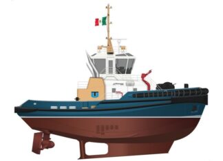 Sanmar has signed a new contract with Ultratug Colombia to build one of its best-selling Boğaçay Series tugboats. Based on the exclusive-to-Sanmar RAmparts 2400SX-MKII design from Canadian naval architects Robert Allan Ltd, the Colombia-bound tug will have an overall length of 24.4m, least moulded depth of 4.5m and navigational draft of 5.45m. The tug’s green credentials will include two IMO Tier III compliant Caterpillar CAT 3516E main engines, each producing a minimum of 2,200 kW at 1,600 rev/min to achieve a bollard pull over the stern of 75 tons and a free running speed of approximately 12.5 knots.