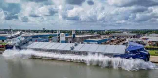 Vertom, a leading name in sustainable shipping solutions, proudly announces the successful christening and launch of MV Vertom Tula, the ninth vessel in its groundbreaking LABRAX series. The ceremony took place at the newly renamed Royal T Shipyards in Kampen, marking a historic milestone as the first vessel launched under the shipyard’s royal designation, granted in recognition of its 100th anniversary.