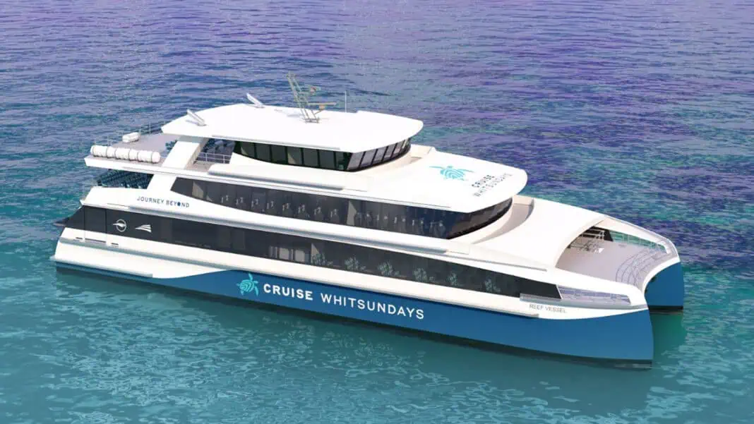 Incat Crowther, a Leading global digital shipbuilder, has been commissioned by Cruise Whitsundays, part of Australia’s premier experiential tourism group Journey Beyond, to design a cutting-edge 36-metre passenger vessel. Incat Crowther’s scope of work includes the vessel design, tender process for the construction and advice on procurement and commercial processes. The vessel, which will be constructed by Austal Vietnam, is set to enhance the Whitsundays’ tourism infrastructure, offering unparalleled comfort and efficiency for guests exploring the Great Barrier Reef and surrounding islands