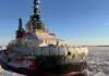The damen ice-class tug Victoria, the first vessel in its new Azimuth Stern Drive (ASD) Tug 3413 ICE design. Engineered for consistent operations in ice-covered waters, Victoria is equipped with two Steerprop SP 60 Contra-Rotating Propellers (CRP) ECO propulsors,