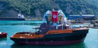 Turkey’s leading shipbuilder and tug operator, MED MARINE, proudly announces the successful launch of the MED-A2800SD tug on August 23. This milestone marks the third vessel in the six-unit RAmparts 2800 series ASD (Azimuth Stern Drive) fleet being constructed for Tunisia’s esteemed port authority, OMMP (Office de la Marine Marchande et des Ports).