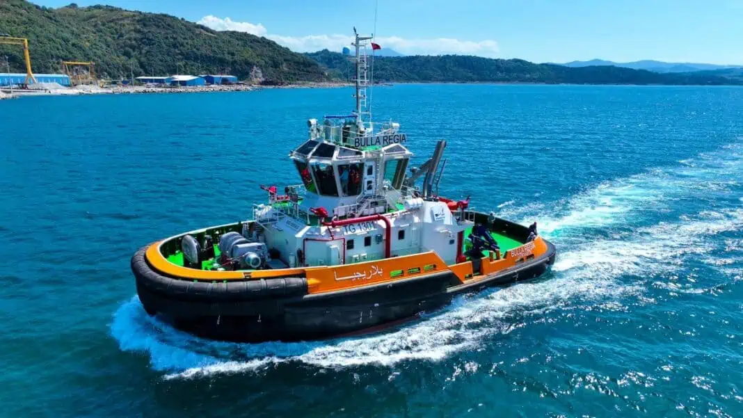 Med Marine has proudly announced that the first of six next-generation RAmparts 2800 series tugboats, purpose-built for the Office de la Marine Marchande et des Ports (OMMP), successfully completed her sea trials in the Black Sea on August 27th.
