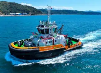 Med Marine has proudly announced that the first of six next-generation RAmparts 2800 series tugboats, purpose-built for the Office de la Marine Marchande et des Ports (OMMP), successfully completed her sea trials in the Black Sea on August 27th.