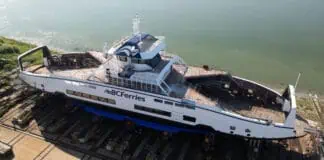 Damen announce the successful launch of the latest Island Class hybrid-electric ferry for Canada’s BC Ferries. The ceremony took place on August 27th at Damen Shipyards Galati.