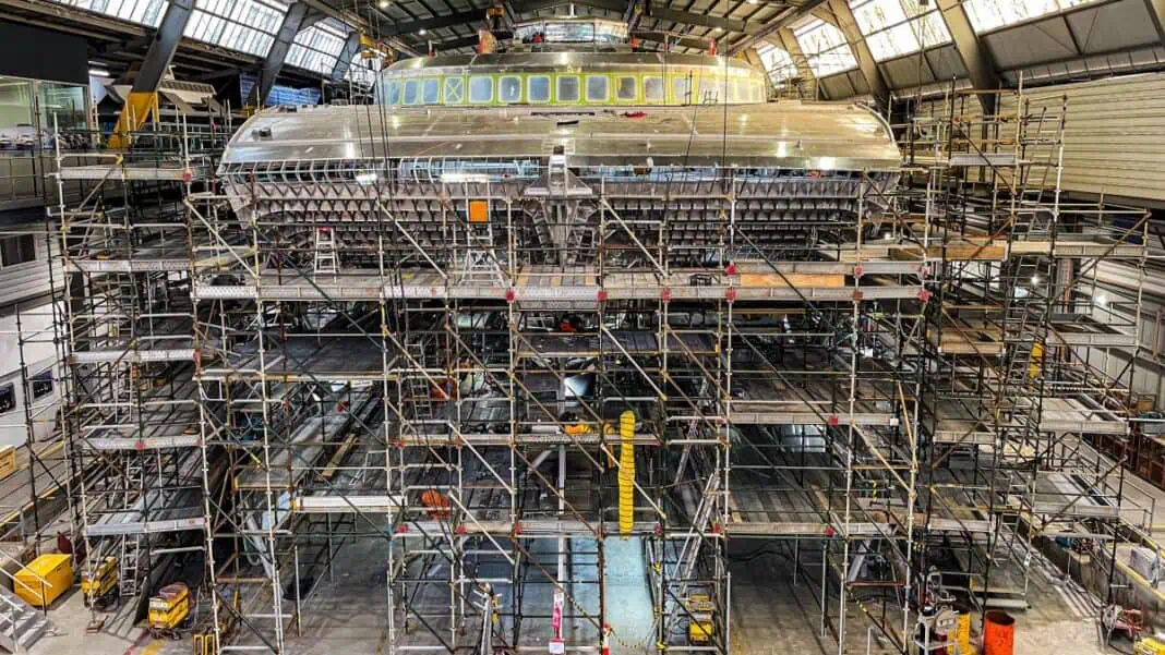 Incat Tasmania is delivering the world’s most advanced aluminium electric shipbuilding program, with five large sustainable ferries currently in in its production pipeline. All are being built at the company’s Hobart shipyard – the only large shipyard globally to operate in a net zero location – underscoring Incat’s leadership in sustainable shipbuilding and commitment to decarbonising the maritime industry.