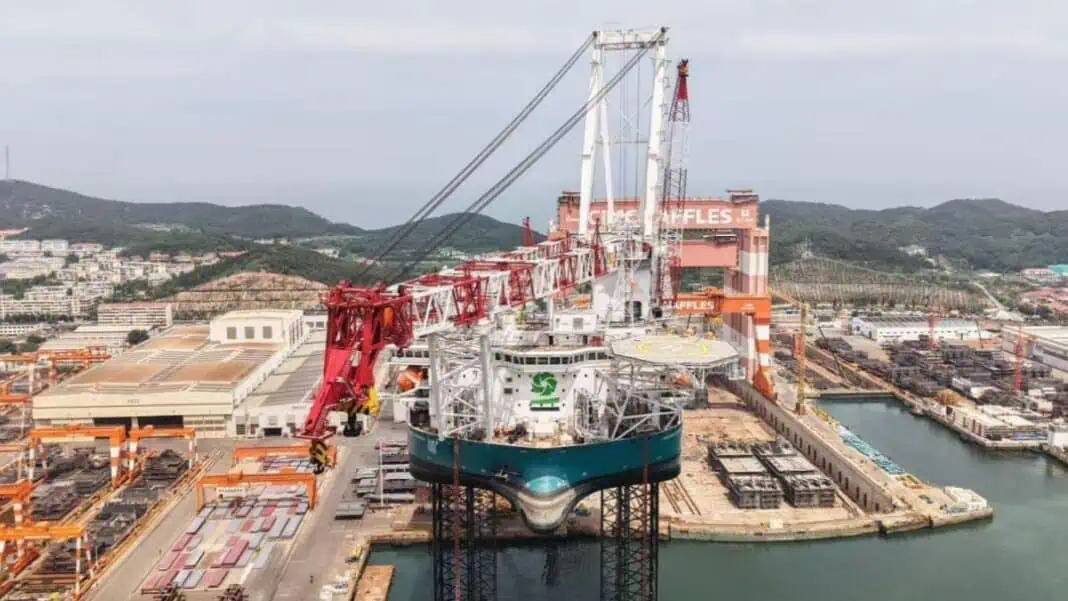 DEME, the Belgian marine engineering group and global leader in offshore energy solutions, has taken delivery of its new wind turbine installation vessel (WTIV), Norse Wind, from CIMC Raffles Shipyard, a subsidiary of CIMC Group.