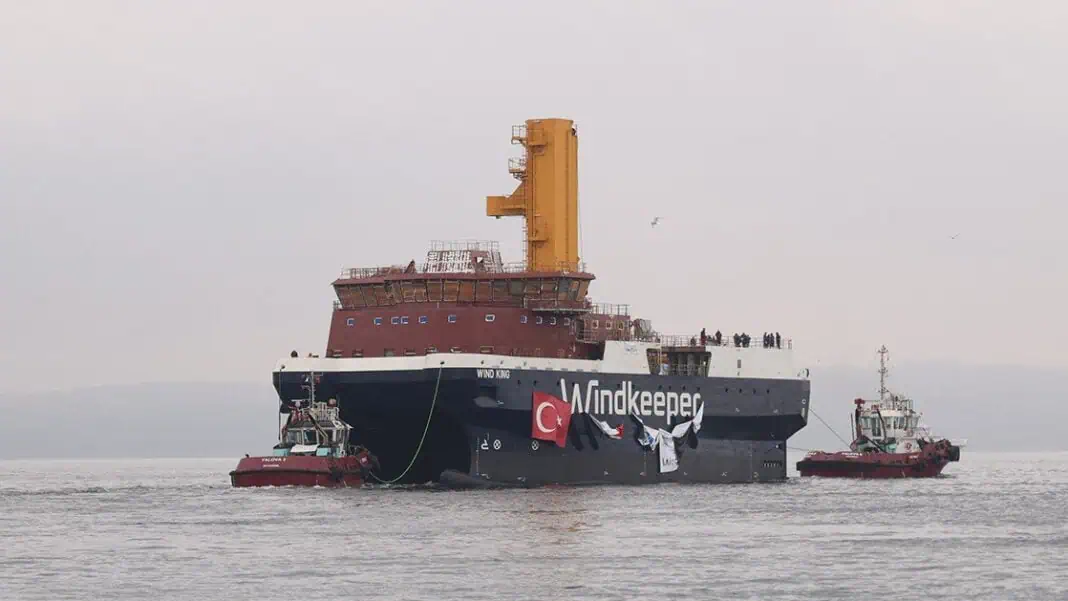 Cemre Shipyard has launched NB1095 Wind King, an innovative SWATH Walk-to-Work Service Operation Vessel (SOV) developed in collaboration with GC Rieber Shipping, WindKeeper, and LMG Marin. The successful launch marks an important milestone in the advancement of offshore wind vessel technology.