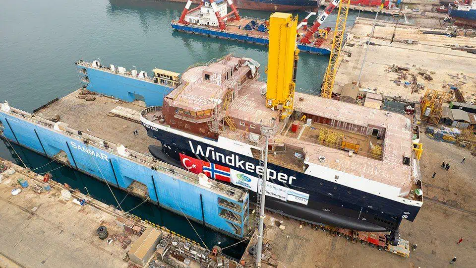 Cemre Shipyard has launched NB1095 Wind King, an innovative SWATH Walk-to-Work Service Operation Vessel (SOV) developed in collaboration with GC Rieber Shipping, WindKeeper, and LMG Marin. The successful launch marks an important milestone in the advancement of offshore wind vessel technology.
