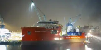 Launching of the CLV Nexans Electra at Ulstein Verft On 13 November 2025, the hull of the Nexans Electra cable-laying vessel (CLV) was successfully launched from the dock hall at Ulstein Verft, marking a significant milestone on its path to completion. Throughout its stay at the yard, the hull was housed in a roofed, climate-controlled environment, providing ideal conditions for both a safe working atmosphere and high-precision painting.