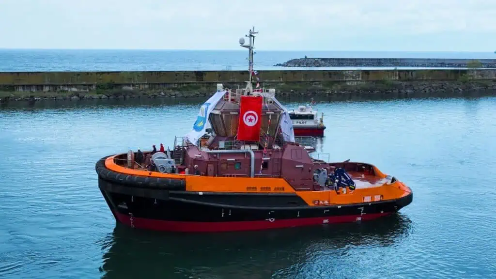 Turkey’s leading shipbuilder and tug operator, MED MARINE, announce the successful launch of the MED-A2800, the fourth vessel in the RAmparts 2800 series ASD tugboat fleet, built for Tunisia’s port authority, OMMP (Office de la Marine Marchande et des Ports).
