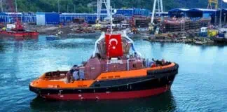 Turkey’s leading shipbuilder and tug operator, MED MARINE, announce the successful launch of the MED-A2800, the fourth vessel in the RAmparts 2800 series ASD tugboat fleet, built for Tunisia’s port authority, OMMP (Office de la Marine Marchande et des Ports).