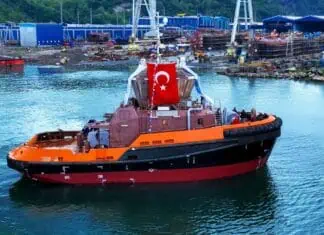 Turkey’s leading shipbuilder and tug operator, MED MARINE, announce the successful launch of the MED-A2800, the fourth vessel in the RAmparts 2800 series ASD tugboat fleet, built for Tunisia’s port authority, OMMP (Office de la Marine Marchande et des Ports).