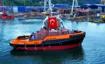 Turkey’s leading shipbuilder and tug operator, MED MARINE, announce the successful launch of the MED-A2800, the fourth vessel in the RAmparts 2800 series ASD tugboat fleet, built for Tunisia’s port authority, OMMP (Office de la Marine Marchande et des Ports).
