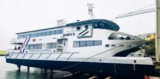 Naval architect MAURIC is pleased to announce the launch of Bindy II, the first aluminium catamaran in a new fleet designed for Morlenn Express – Sogestran Group and currently under construction at ARMON Shipyards in Spain. Engineered for high efficiency, reliability and passenger comfort, these vessels will serve the Bay of Brest with a capacity of 400 passengers.