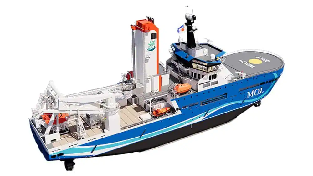 Mitsui O.S.K. Lines, Ltd. (MOL) announced that it has received Approval in Principle (AiP) from ClassNK for the basic design of specialized vessels designed for subsea power cable jointing and burial.