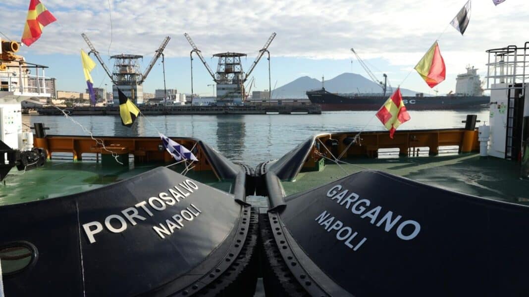Sanmar marked the naming and christening of two state-of-the-art tugboats, GARGANO and PORTOSALVO, built for leading Italian towage operator Rimorchitori Napoletani, at a ceremony held in Naples on November 29. Both tugs are part of Sanmar’s best-selling Boğaçay range and are based on the exclusive RAmparts 2400SX-MKII design developed by the acclaimed Canadian naval architecture firm Robert Allan Ltd.
