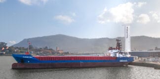bound4blue, a developer of wind-assisted propulsion systems and Amasus Shipping have successfully completed the installation of a 22-metre eSAIL® on the general cargo vessel Fluvius Tavy at Astander Shipyard in Santander, Spain.