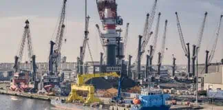 Gantry-Mounted Liebherr Crane For Dredger ‘Seaway’ The delivery of a third Liebherr LS-C 80 crane for the trailing suction hopper dredger Seaway, designed and built by Royal IHC for Boskali, this state-of-the-art vessel is set to play a key role in making dredging operations more sustainable, underscores the manufacturer’s continued track record for reliable marine engineering. Following earlier installations on sister vessels Helios and Krios, the latest delivery highlights the operator’s ongoing confidence in Liebherr’s ship crane solutions.