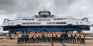 Damen Marks Milestone With Launch of Tenth Island Class Ferry At a ceremony held at Damen Shipyards Galati in Romania, Damen Shipyards Group has launched the tenth Island Class ferry destined for BC Ferries, marking a key milestone in its ongoing ferry newbuild programme.
