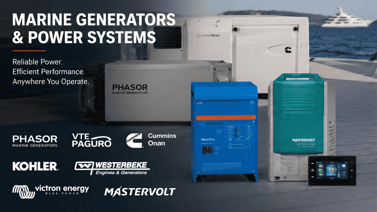 Reliable onboard power is essential for commercial vessels, and Citimarine Store offers marine generators, battery chargers, inverters and related electrical equipment from trusted manufacturers. Generator brands include Phasor, VTE Paguro, Cummins Onan, Kohler and Westerbeke,