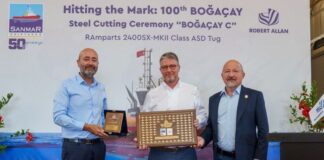 Sanmar has marked a major production milestone with the steel cutting of the 100th tugboat in its Boğaçay Series, based on the proven RAmparts 2400SX design developed by long-term partner Robert Allan Ltd.
