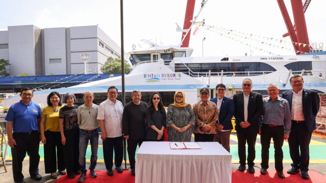 Strategic Marine, a specialist aluminium shipbuilder, has marked the naming and delivery of Putri Mayang Sari, the first of three 43-metre passenger catamarans being built for Bintan Resort Ferries (BRF) at the company's Singapore shipyard.