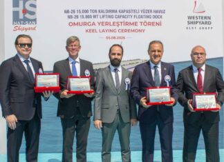 BLRT Grupp has reached another major milestone in the construction of a new 200m-long floating dock for Western Shiprepair, one of BLRT Repair Yards in Klaipėda. The keel-laying ceremony for NB26 was held on August 5 at Hat-San Shipyard in Türkiye, marking the project’s transition into the next phase of structural construction.