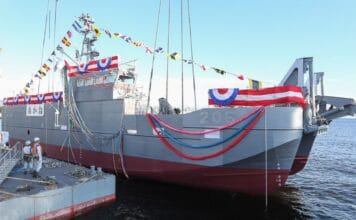 The first CAIMEN® Japan high-speed landing craft, based on a platform designed by BMT and with detailed design and construction undertaken by Japan Marine United Corporation (JMU), has been launched, a major milestone in Japan’s next-generation High Speed Landing Craft programme (輸送艇) for the Japan Self-Defense Force (JSDF).