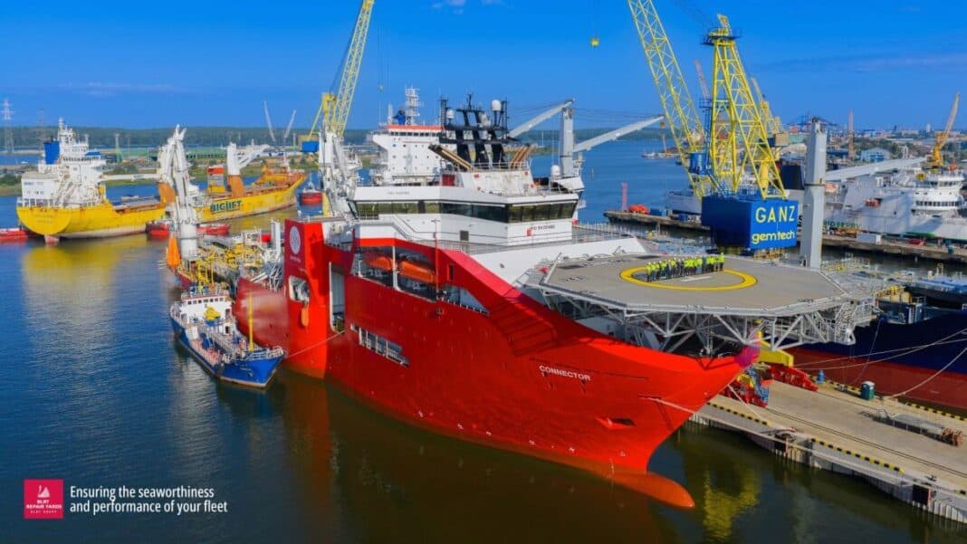 BLRT Repair Yards Klaipėda, part of BLRT Grupp, has completed an extensive multi-discipline maintenance programme on CONNECTOR, one of Jan De Nul Group’s specialised DP3 cable-laying vessels.