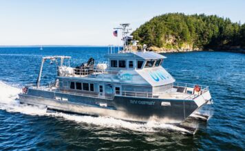 All American Marine (AAM) announces the delivery of a 78-foot aluminum research vessel commissioned by the University of North Carolina Wilmington (UNCW). Following successful sea trials at AAM’s Bellingham, WA facility, R/V Osprey has arrived in Florida and is currently making her way up the coast to her home port of Wilmington, NC. There, she will support UNCW’s faculty, students, and research partners conducting scientific and educational missions along the Mid-Atlantic, U.S. East Coast, and offshore waters.