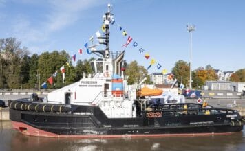 Finnish towage and salvage specialist Alfons Håkans has officially named its new harbour tug Poseidon at a ceremony in Turku, marking the latest addition to the company’s growing fleet. According to Alfons Håkans, Poseidon is the most powerful harbour tug ever built for Finland and the Baltic countries, combining high power with a high ice class designed to support operations in demanding Baltic conditions.