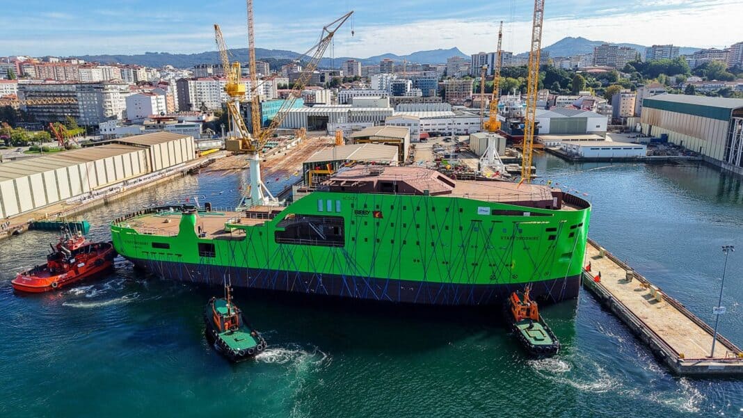 Bibby Marine has launched its pioneering electric commissioning service operation vessel (eCSOV), Staffordshire, at Armon Shipyard in Vigo, Spain, marking a key milestone in the development of electric vessels for offshore wind operations.