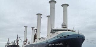 LD Armateurs (LDA) and Norsepower have completed the installation of six Norsepower Rotor Sails™ aboard Spirit of Toulouse, the lead vessel in a new fleet of three low-emission roll-on/roll-off (RoRo) ships being built to support Airbus transport operations.
