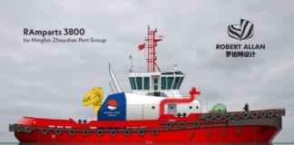 Canadian naval architecture firm Robert Allan Ltd. has secured a contract to design a new RAmparts 3800 ship-handling tug equipped with FiFi 2 firefighting capabilities for Ningbo Port, China. The vessel will be constructed by Jiangsu Zhenjiang Shipyard (Group) Co., Ltd.